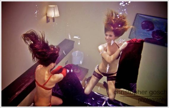 Crazy Underwater Pillow Fight